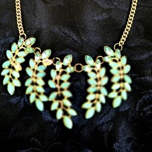 Elegant Gold and Green Leaf Necklace